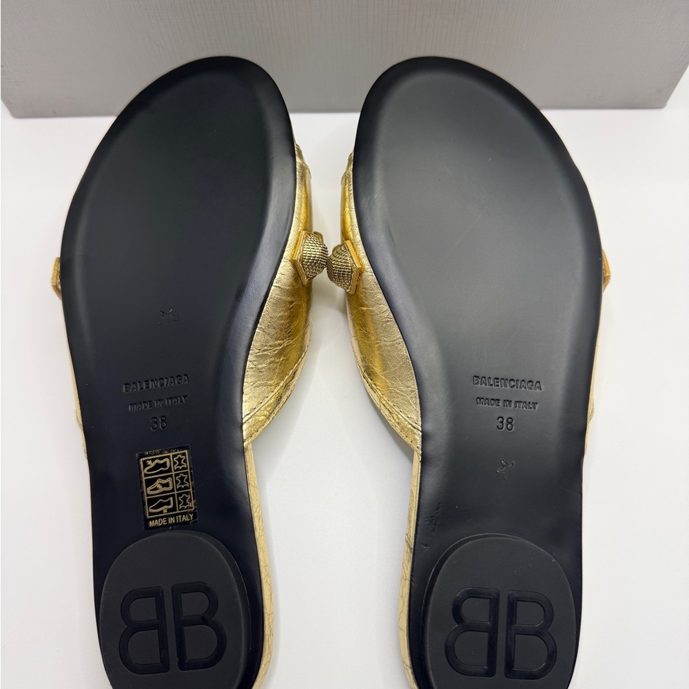 NEW Balenciaga Cagol Gold Mules with Buckle Detail size 38 fit 8 US - Picture 4 of 7